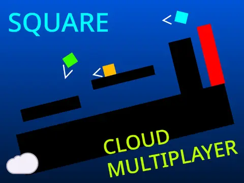 Square multiplayer cloud platformer logo featuring online connectivity design
