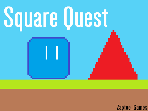 Square Quest platformer logo with square character design