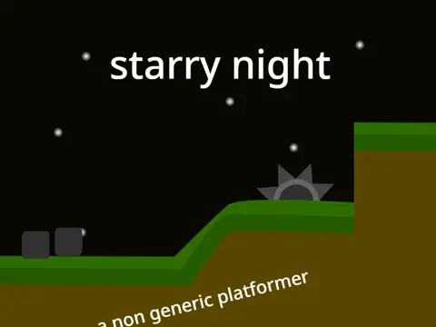 Starry Night Platformer Archive logo cover featuring astronomer with umbrella under stars