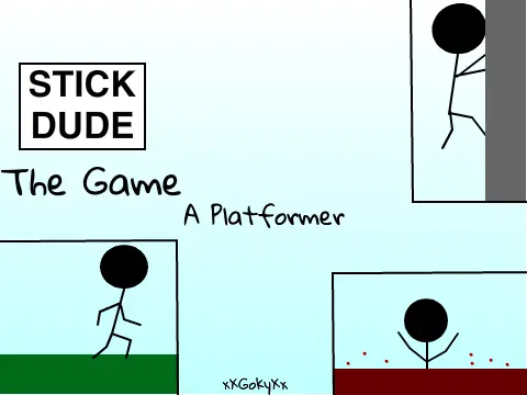 Stick Dude platformer logo cover featuring vector stick figure character