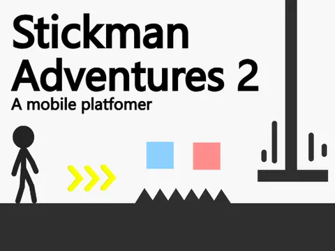 Stickman Adventures 2 logo featuring the stick figure hero in an action pose