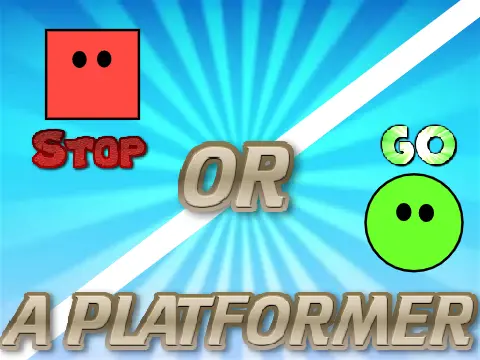 Stop or Go platformer logo - red and blue movement-based puzzle design