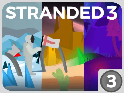 Stranded 3 game logo showing astronaut stranded on alien planet