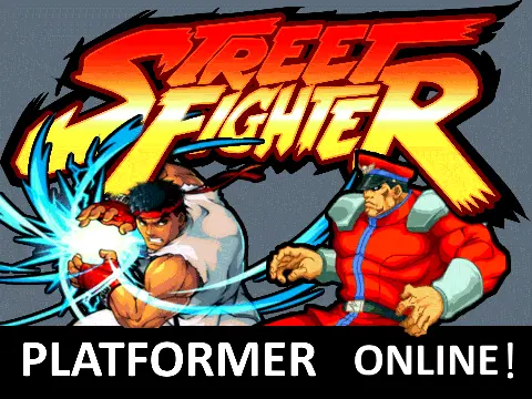 Streetfighter Platformer Online logo cover featuring fighting characters and platforming action