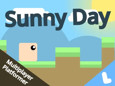 Sunny Day Online Platformer cover art with sunny theme and cloud multiplayer platformer gameplay