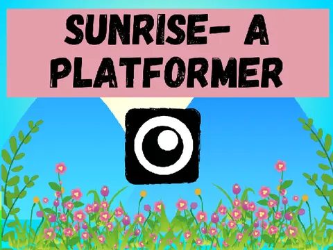 Sunrise platformer logo cover featuring sunrise theme and arrow key controls