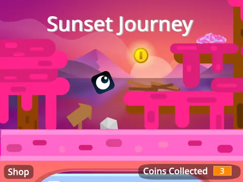 Sunset Journey scrolling platformer logo - sunset themed platformer with heart system