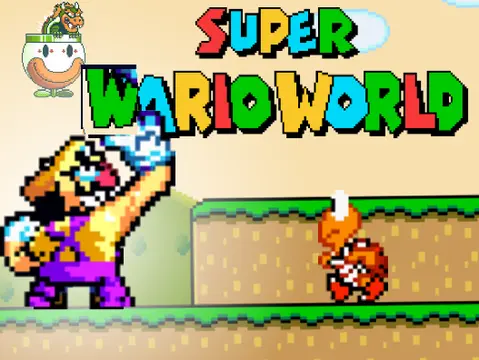 Super Wario World platformer logo - Wario SNES style tribute
