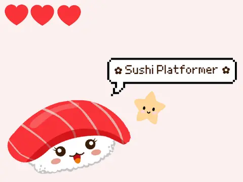 Sushi Platformer logo cover featuring sushi characters and platforming hazards