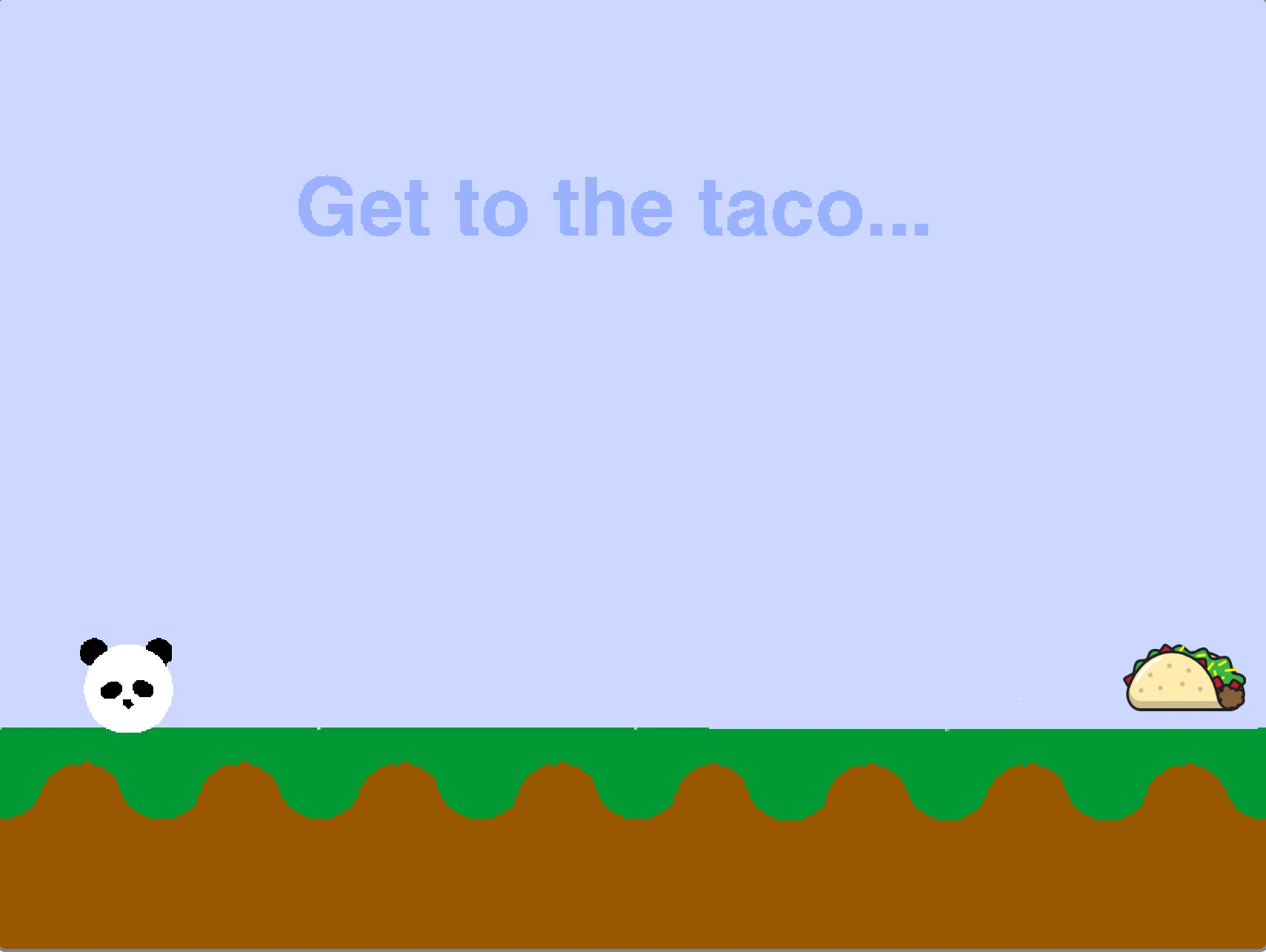Taco Panda Platformer gameplay screenshot showing the panda character on a green platform