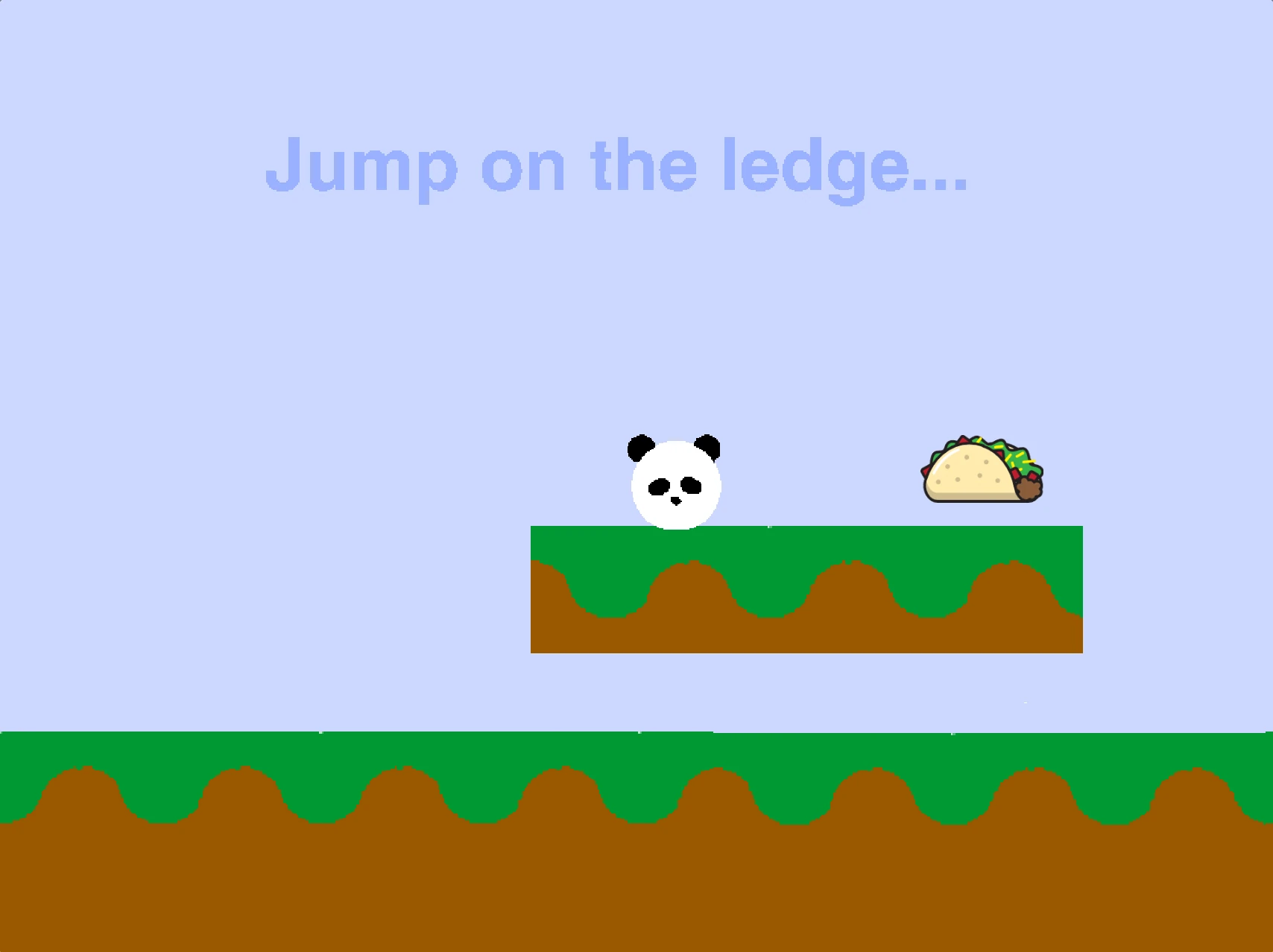 Taco Panda Platformer screenshot featuring the panda jumping between platforms