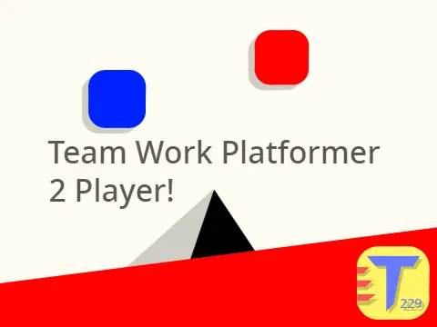 Team Work Platformer logo, 2 player co-op platformer with red and blue characters