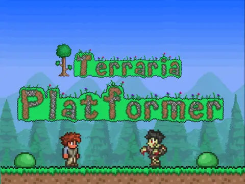 Terraria Platformer game logo and cover art