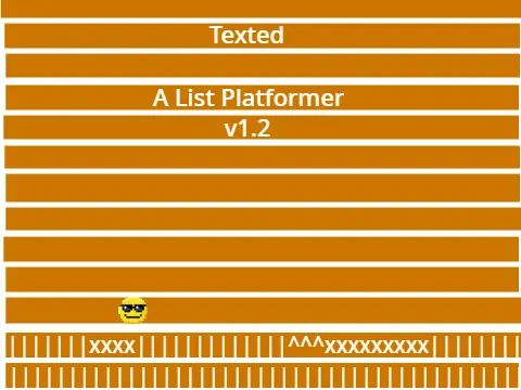 Texted list platformer logo with ASCII art aesthetic