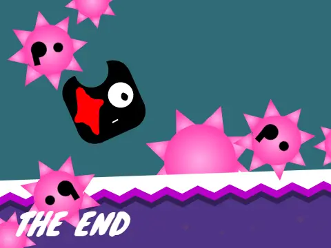 The End platformer logo - post-apocalyptic theme with corrupted environment