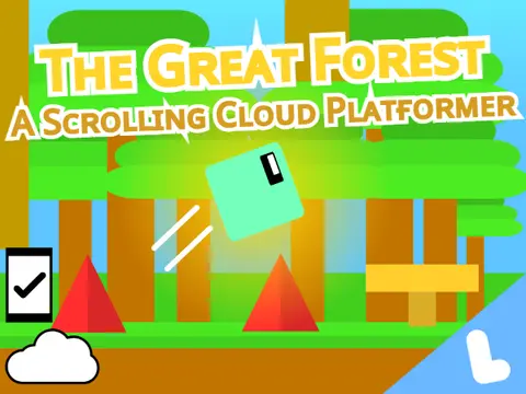 The Great Forest Scrolling Cloud Platformer forest platformer logo with cloud theme