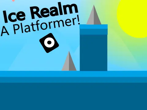 The Ice Realm platformer remix logo cover featuring ice realm environment