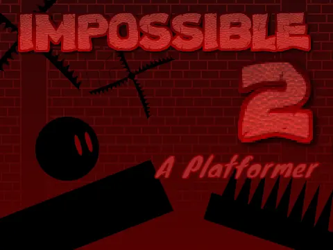 The Impossible Platformer 2 logo cover featuring spikes and spinning blades