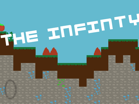 The Infinity Platformer logo with random terrain generation and infinite level concept