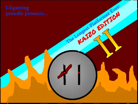 The Longest Platformer Ever Kaizo Edition II logo cover featuring kaizo difficulty platforming with new bosses