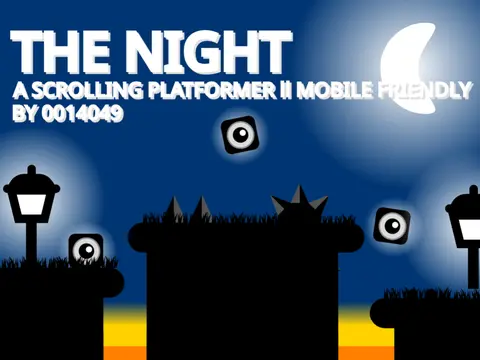 The Night a scrolling platformer logo cover featuring night time forest and portal