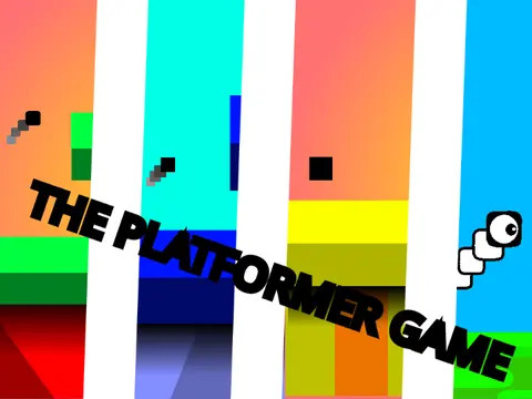 The Platformer Game logo with orange circle and button mechanics theme
