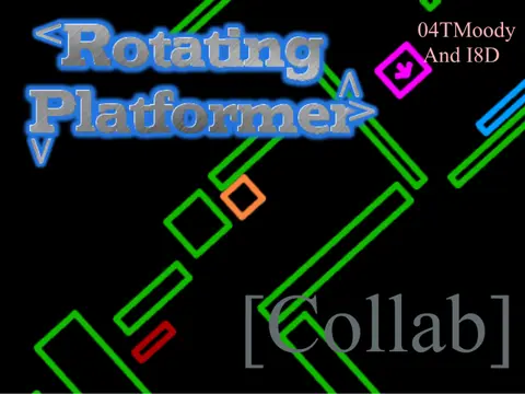 The Rotating Platformer Collab v.2 logo cover featuring rotating gravity effect and level editor