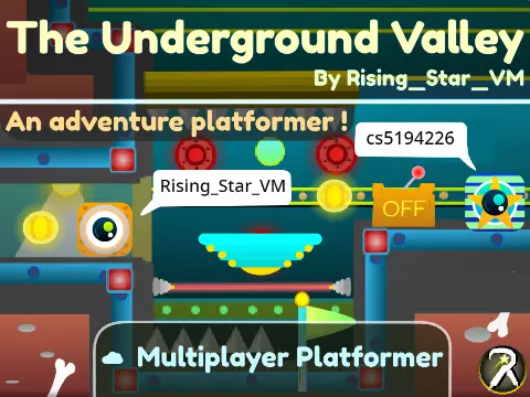 The Underground Valley platformer logo cover featuring underground chambers and key collection