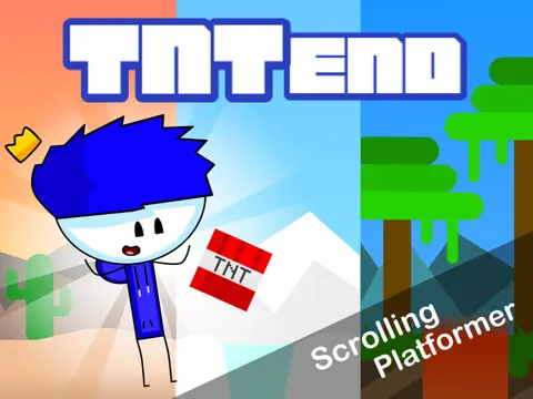 TNTend mobile platformer logo cover featuring collaboration credit and Alan Walker music