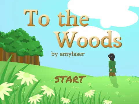 To The Woods Platformer logo featuring forest theme and platformer character by amylaser