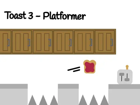 Logo for Toast 3 Platformer, the final game in a platformer series featuring toast-themed obstacles.