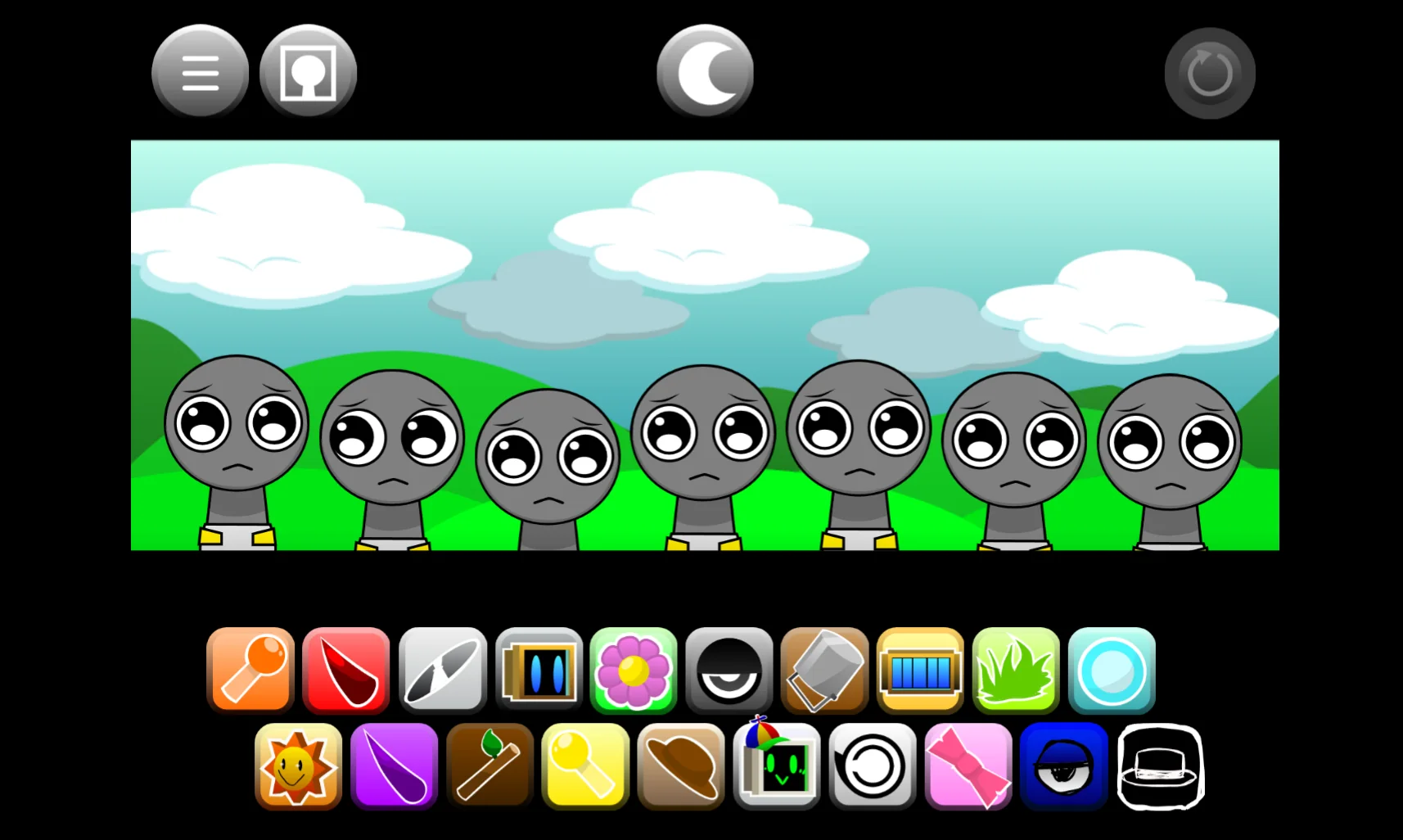 Touch Sprunki Babies Retake gameplay showing colorful baby characters