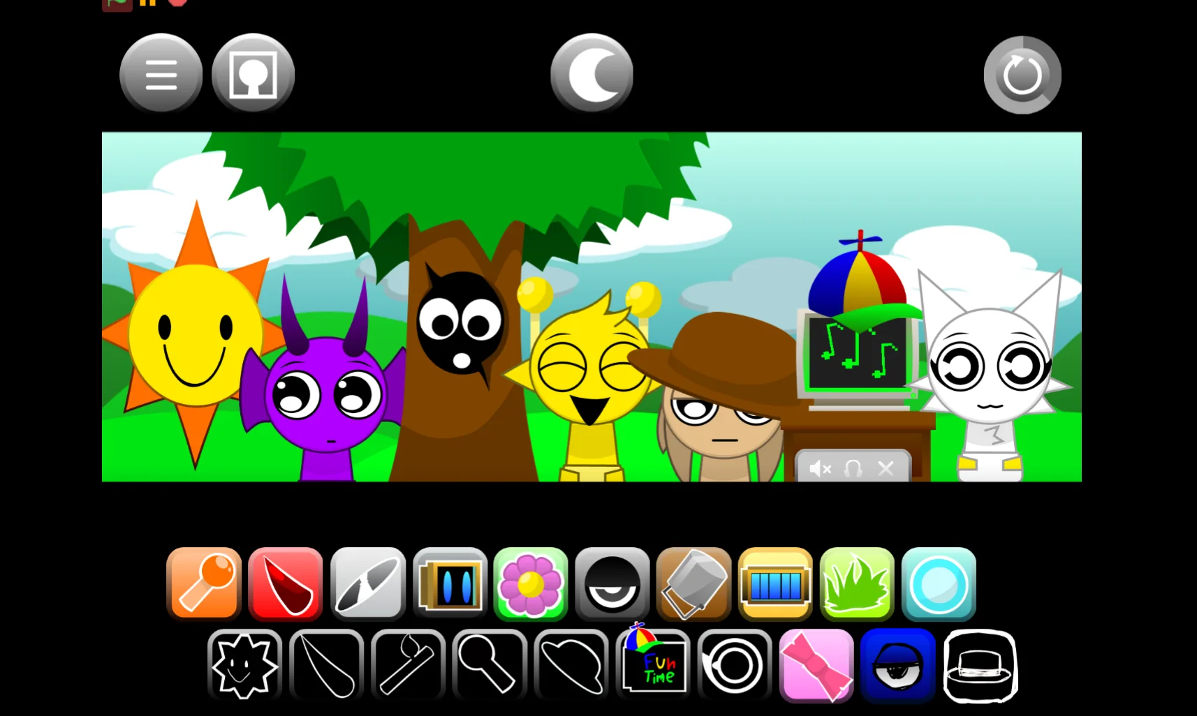 Sound selection in Touch Sprunki Babies game