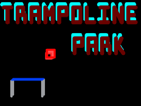 Trampoline Park platformer logo cover featuring trampoline mechanics and F-777 music credit