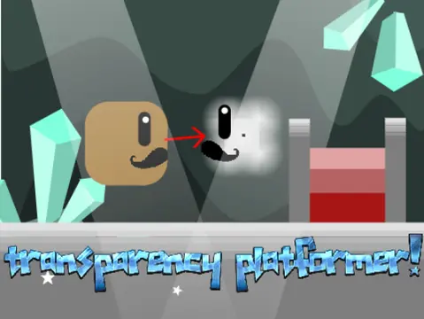 Transparency platformer logo cover featuring prison break and transparent character