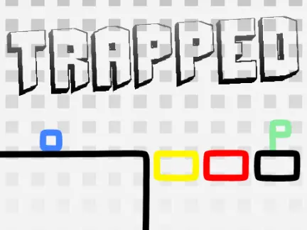 Trapped game logo showing square character and 100 percent pen scrolling platformer text