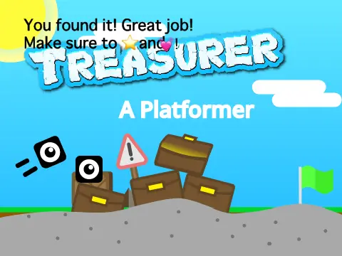 treasurer a platformer logo cover with pirate treasure theme