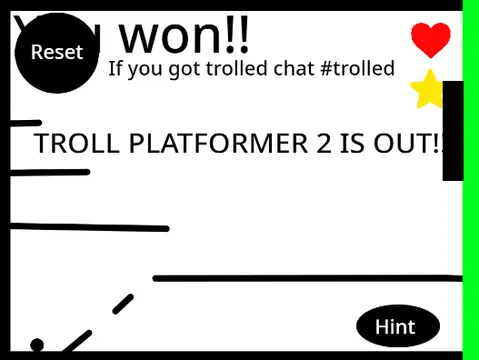 Troll Platformer mischievous platformer logo with troll face theme