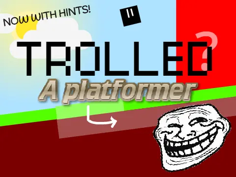 Logo for Trolled - A Platformer game featuring troll face and platformer elements