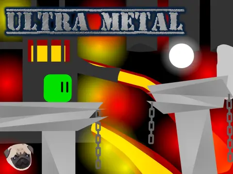 Ultra Metal scrolling platformer logo cover featuring orange cube and metal aesthetic