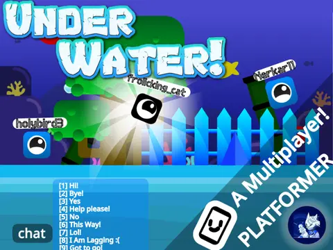 Under Water multiplayer game logo with underwater theme and Scratch cat diver