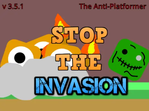 Stop The Invasion anti-platformer logo - sword combat against zombie invasion