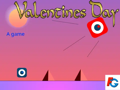 Valentines platformer logo with holiday theme