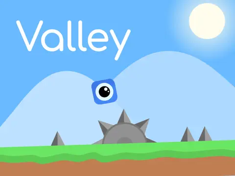 Valley - A Platformer game logo featuring green valley theme and pixel art