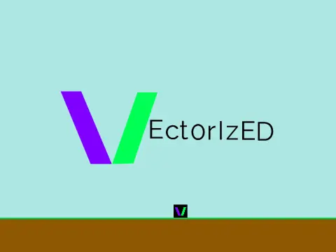 Vect0rized platformer logo cover featuring vector style and pixelated restoration theme