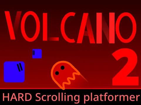 Volcanic Island tiled platformer logo - volcano and lava theme