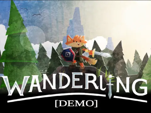 Wanderling Demo game logo featuring original Sonic-inspired character and platform design