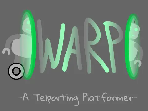 Warp teleporting platformer logo cover featuring portal mechanics and spinning gear goal