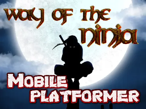 Way of the Ninja mobile platformer logo - ninja with sword and shuriken