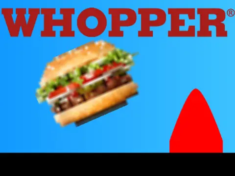 Whopper platformer logo featuring the Burger King inspired character